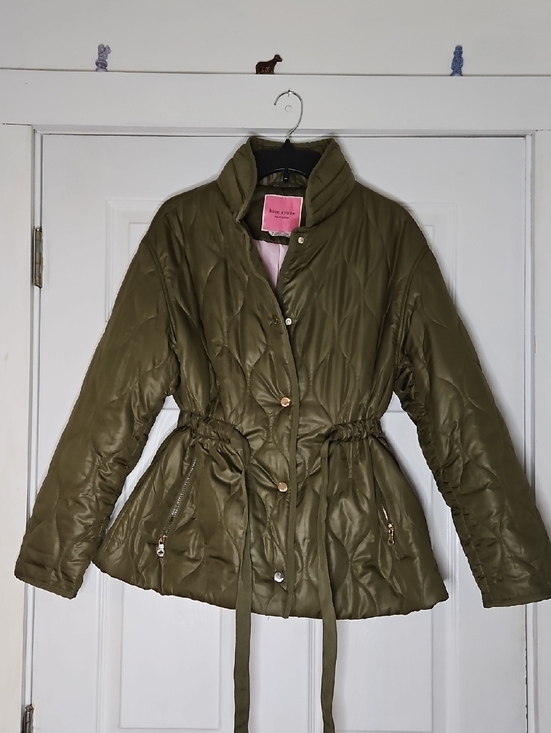 kate spade Jackets & Blazers - kate spade Olive Color Onion Quilted Drawstring Waist Puffer Jacket M